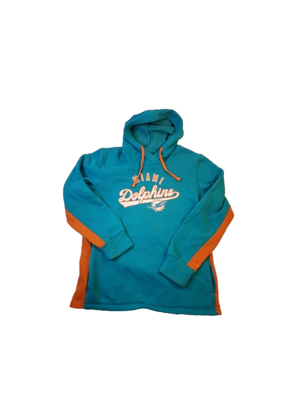 Fanatics Teal and Orange Miami Dolphins Pullover Hoodie Womens 2XL